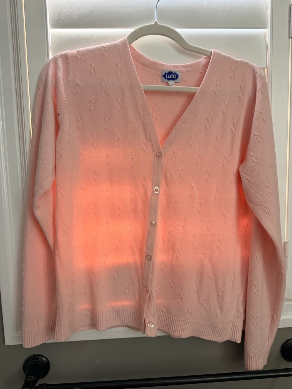 Lightweight V-Neck Button Cardigan - Soft Pink - Picture 7 of 7